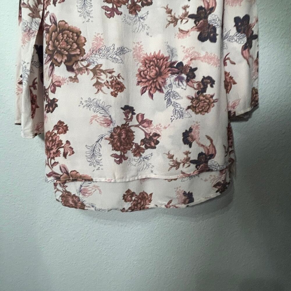 Free People Heart Beat Printed V-Neck Tunic Cream Blush Wine Colorway Size Small - Picture 12 of 13